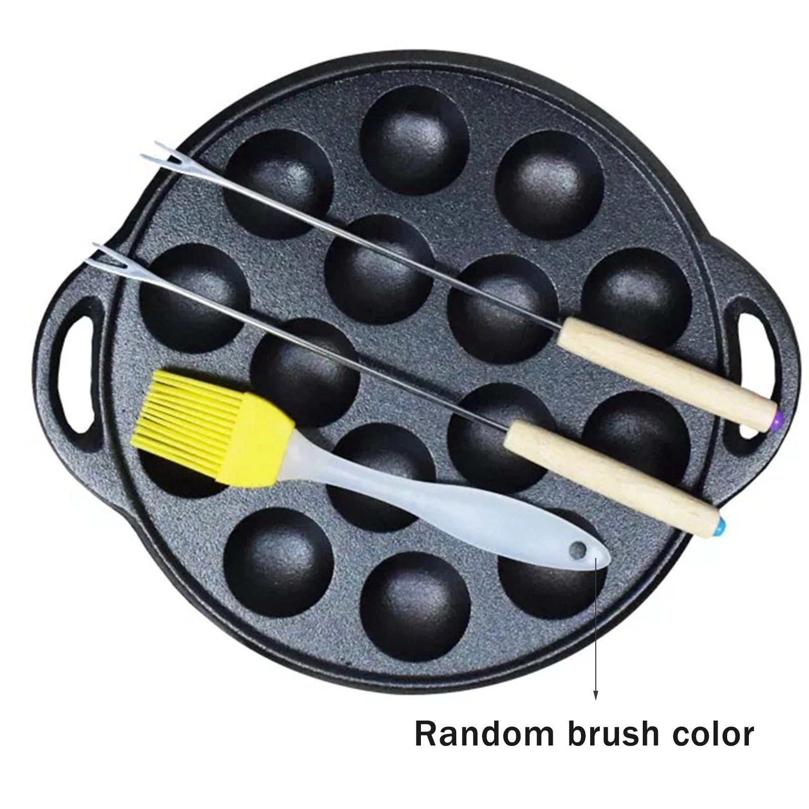 Meatball Pot 15 Holes Kitchen Cast Iron Durable No Coating Thickened Easy Clean Home Cooking Takoyaki Frying Pan Octopus Ball