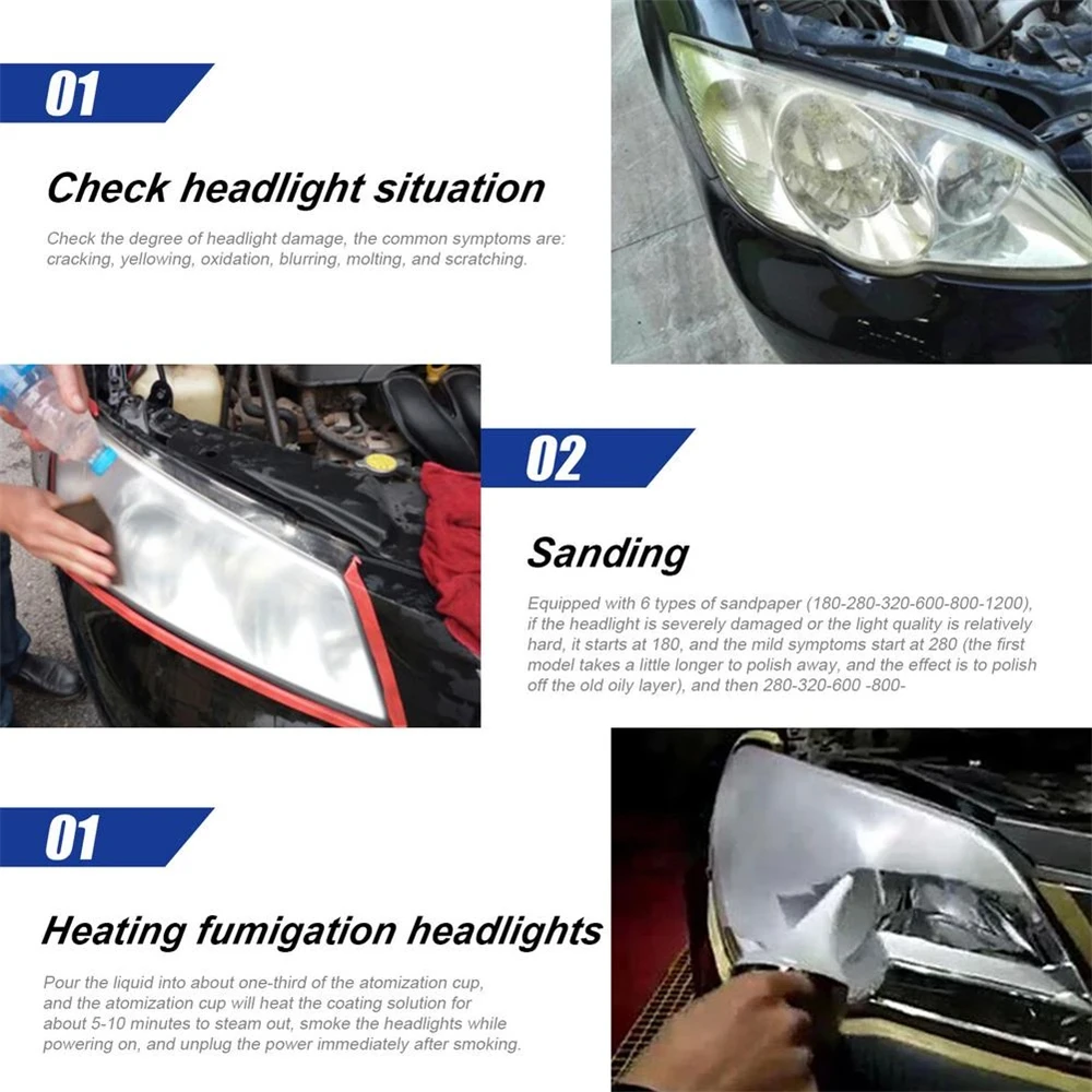 Acetone Vapor Headlight Coating Car Headlight Repair Fluid Car Light Polishing Set Headlight Atomization Atomizing Cup Set