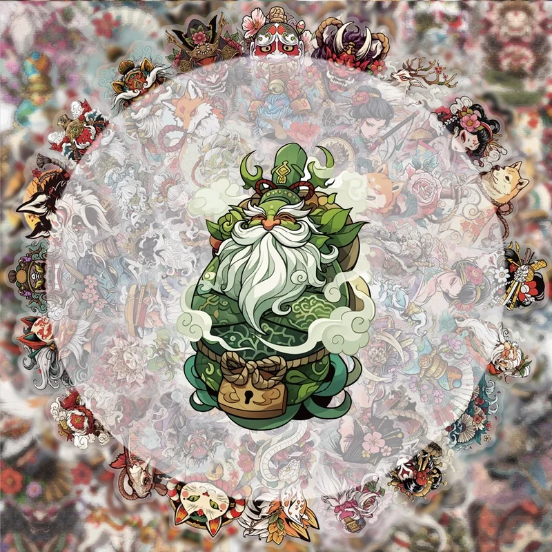 50 transparente Kunst-Graffiti-Aufkleber im japanischen Stil, geeignet für Wasserflaschen, Laptops, Telefondekorationen, Koffer, Skateboards, Gitarren, Geschenkboxen, Partydekorationen