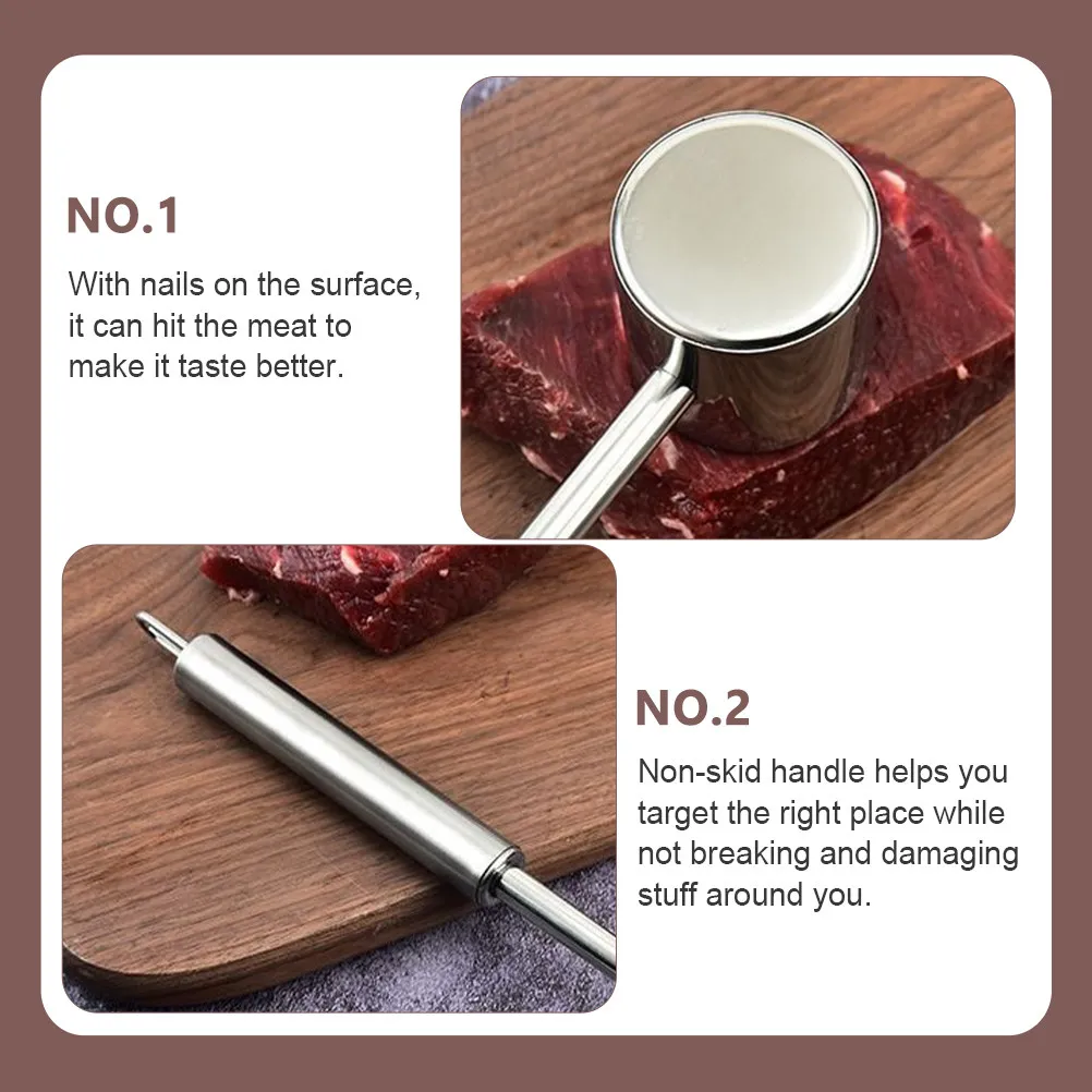 Professional Stainless Steel Meat Tenderizer Mallet Dual Surface Hammer for Faster Cooking Softer Juicier Steaks Kitchen