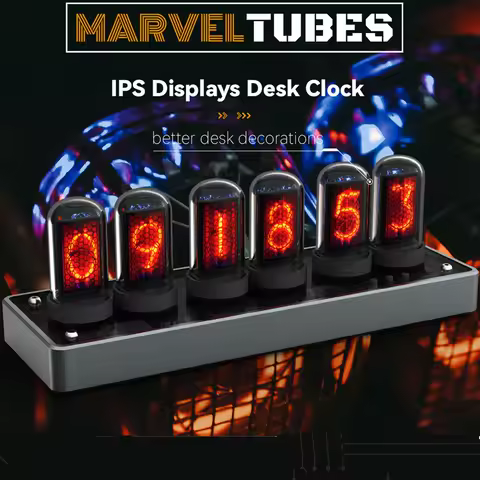 Luxury Original Version WIFI Control IPS Nixie Tube Alarm Clock with Colorful RGB Light, DIY Clock Faces and Pictures. Gift Idea