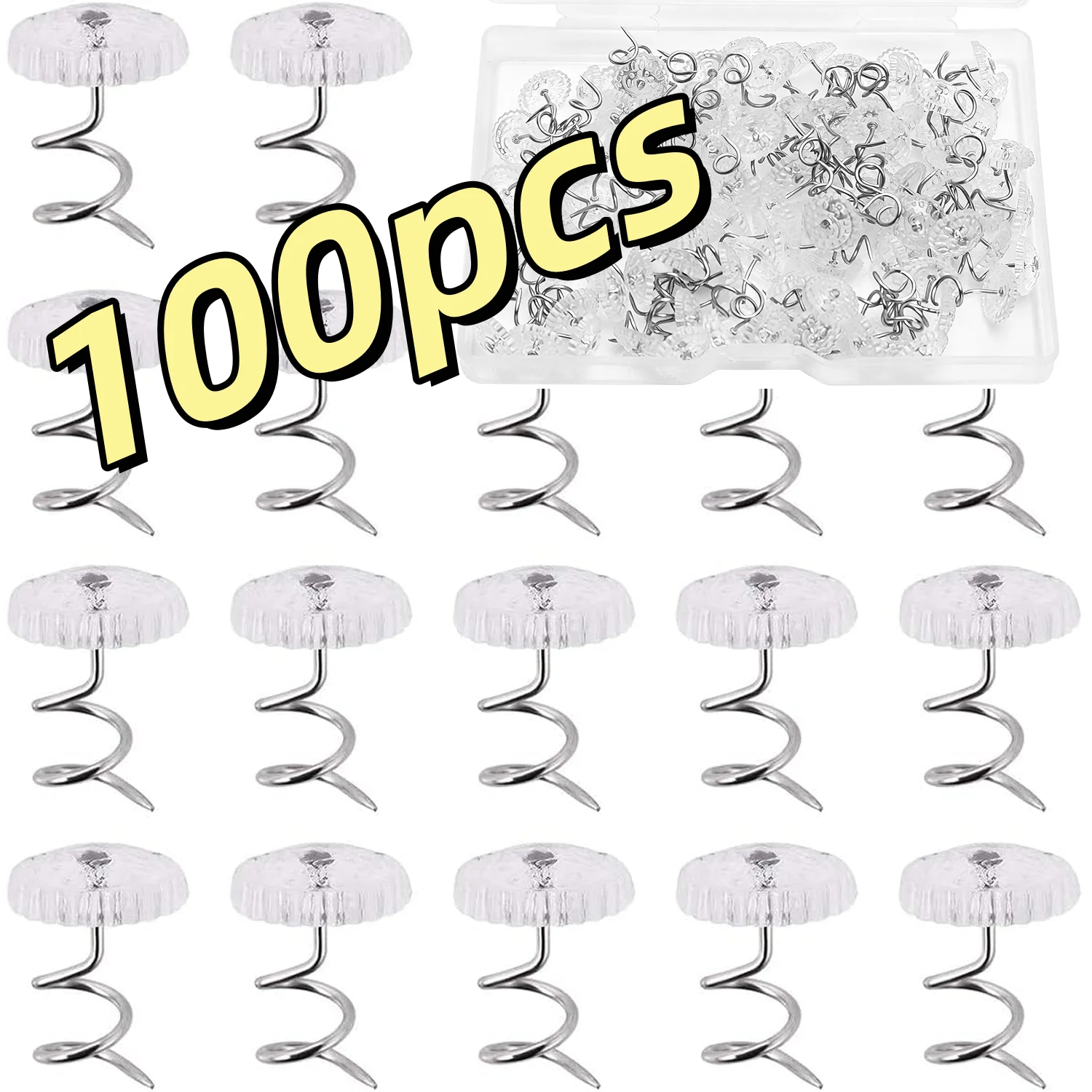 20-100pcs Clear Head Bed Skirt Pins Twist Fixing Anti-Slip Invisible Stainless Steel Upholstery Slipcovers Home Textile Supplies