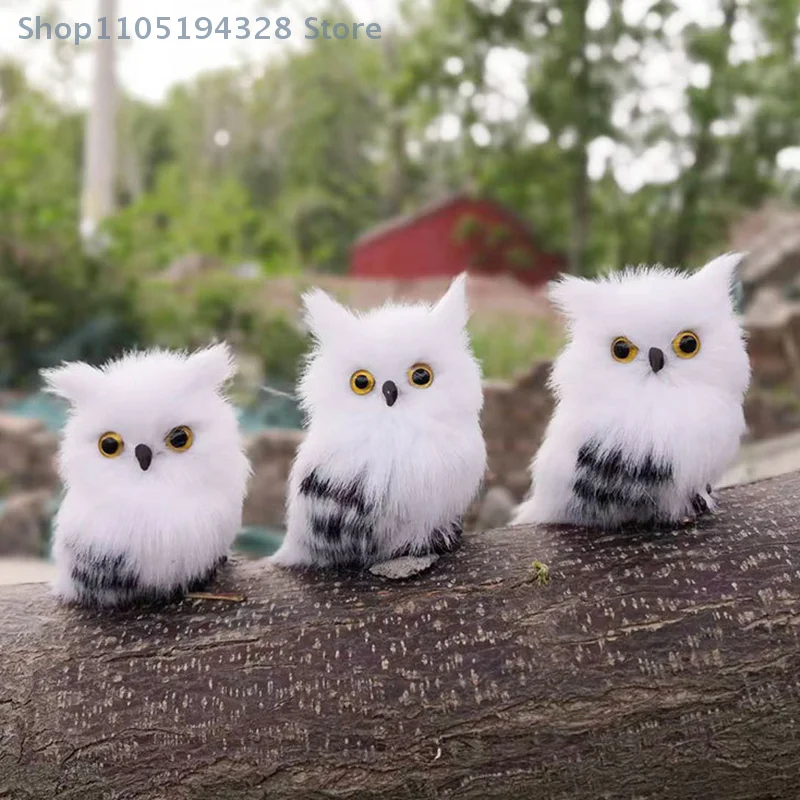 [FN] لطيف البومة الاصطناعية أبيض أسود فروي عيد الميلاد الطيور زخرفة الديكور الزينة محاكاة للمنزل ديكور هدية