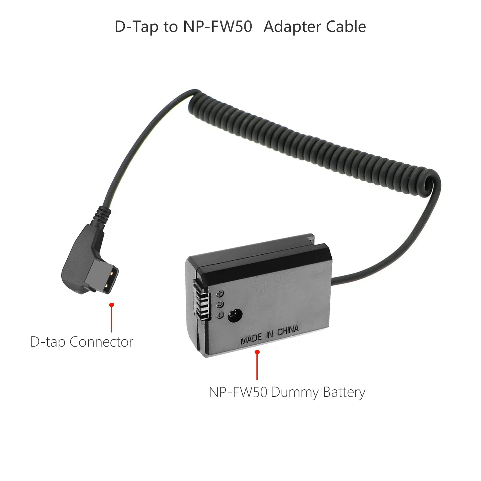 DC D-Tap Coupler NP-FW50 Dummy Battery Kit for Sony Alpha ZV-E10 A6000 A6100 A6300 A6400 A6500 A5000 A5100 A7 A7II A7RII A7S