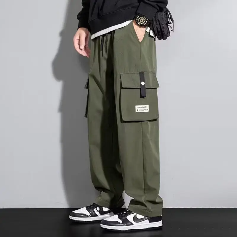 Spring Autumn New Fashion High Waist Solid Casual Pants Men's Clothing Casual Straight Pockets Korean All Match Style Trousers