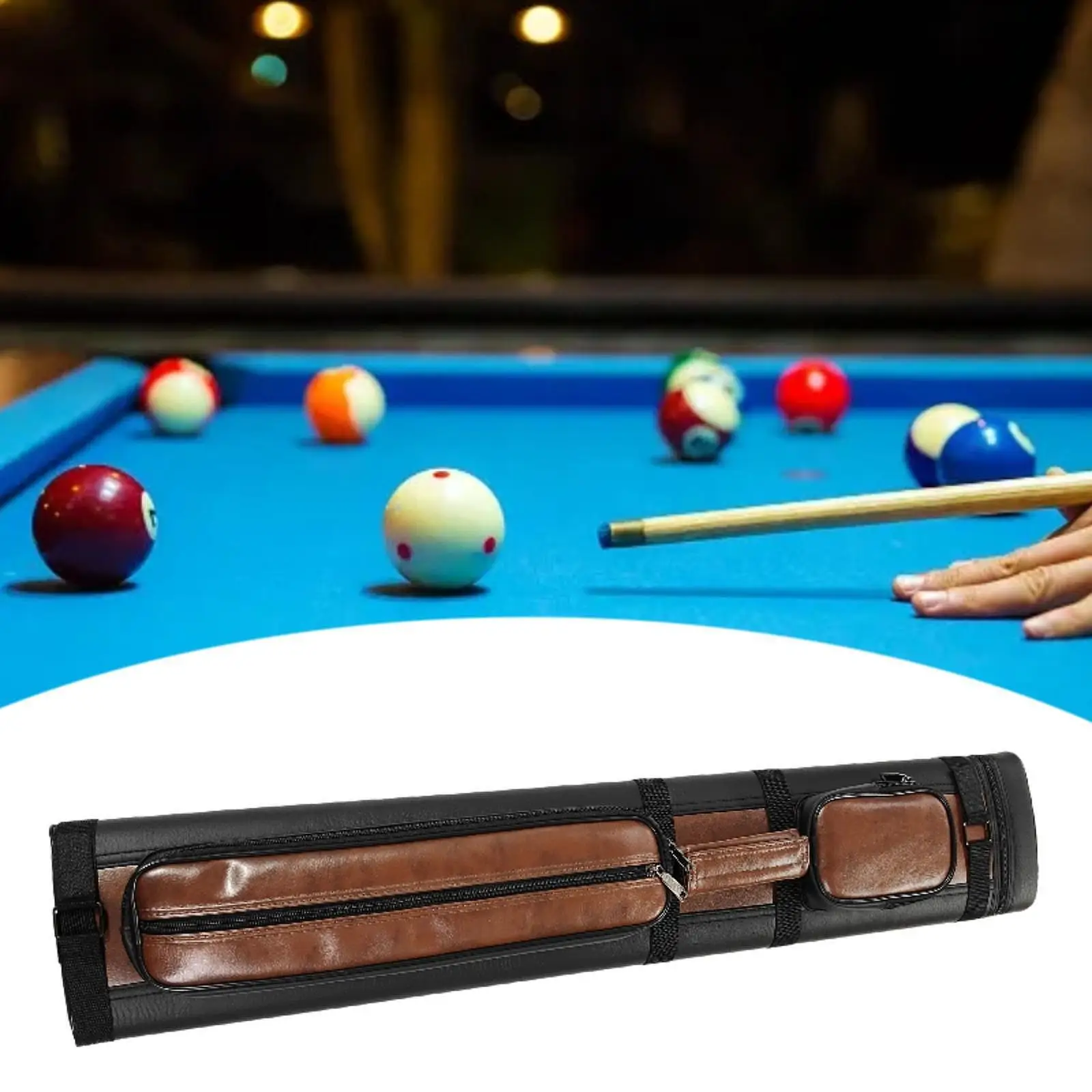 Billiard Pool Cue Carrying Bag Pool Cue Case Equipment with Zipper Portable 2butts 2Shafts Carry Handbag Outdoor Storage Box