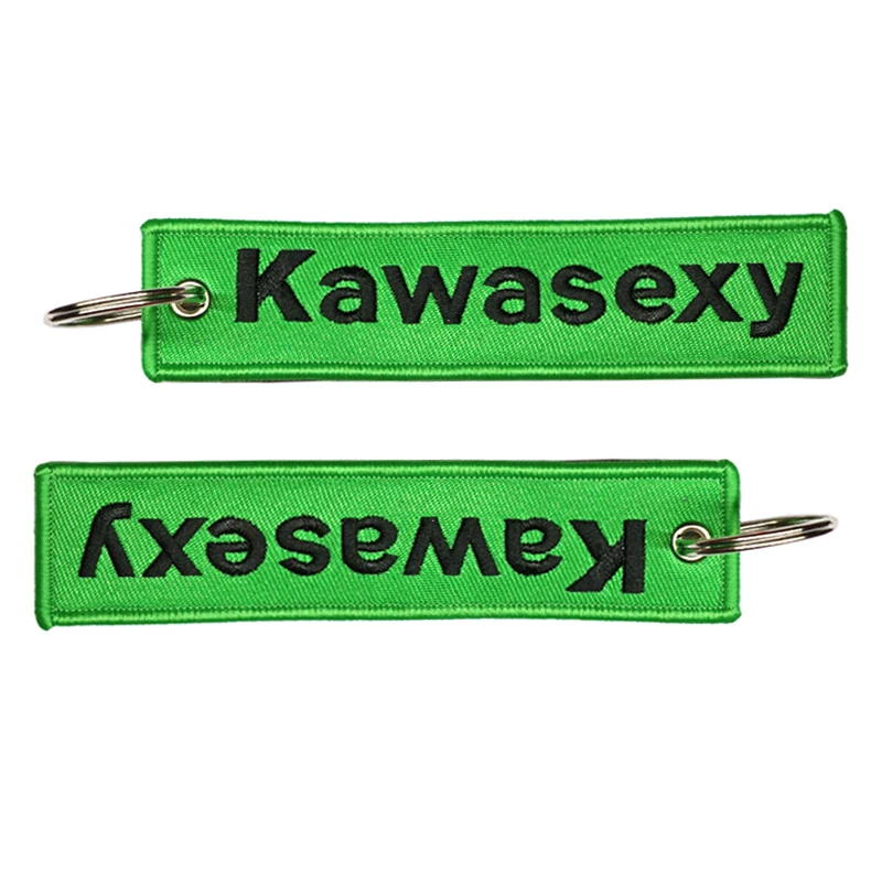 JDM Kawasexy logo Key Chain For Kawasaki Motocycle Key Ring Cars Keychain Gifts Double Sided Embroidery Fashion Keychain