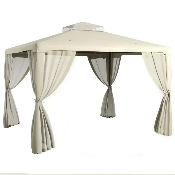 

Gazebo 9.6x11.6 with Mosquito Netting Vented Roof Cream White for Outdoor Patio Party