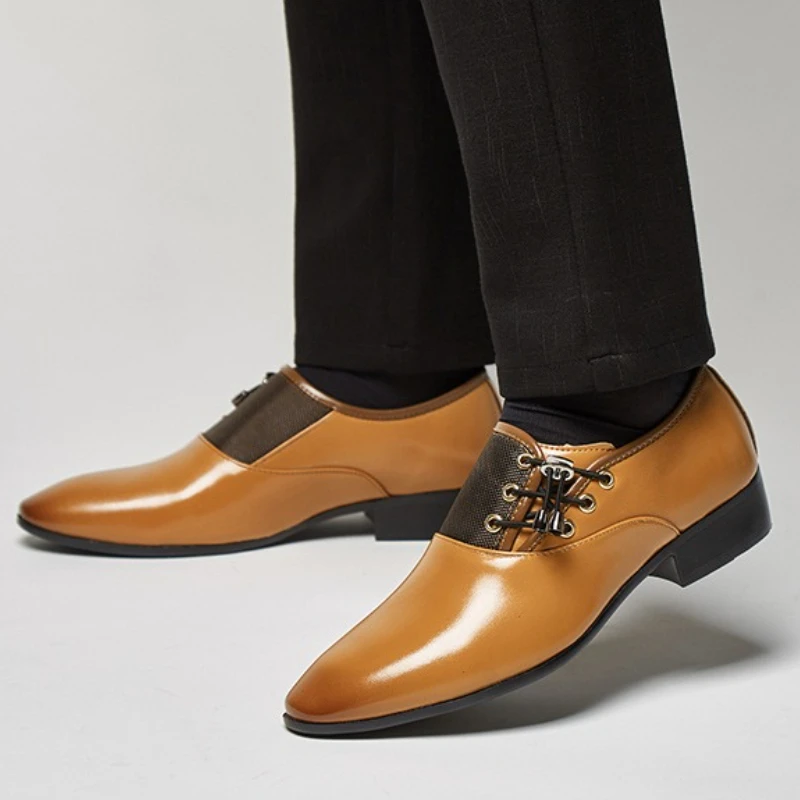 

size 38-48 dress shoes for man oxfords formal shoes man loafers office casual business oxford shoes man party black brown yellow