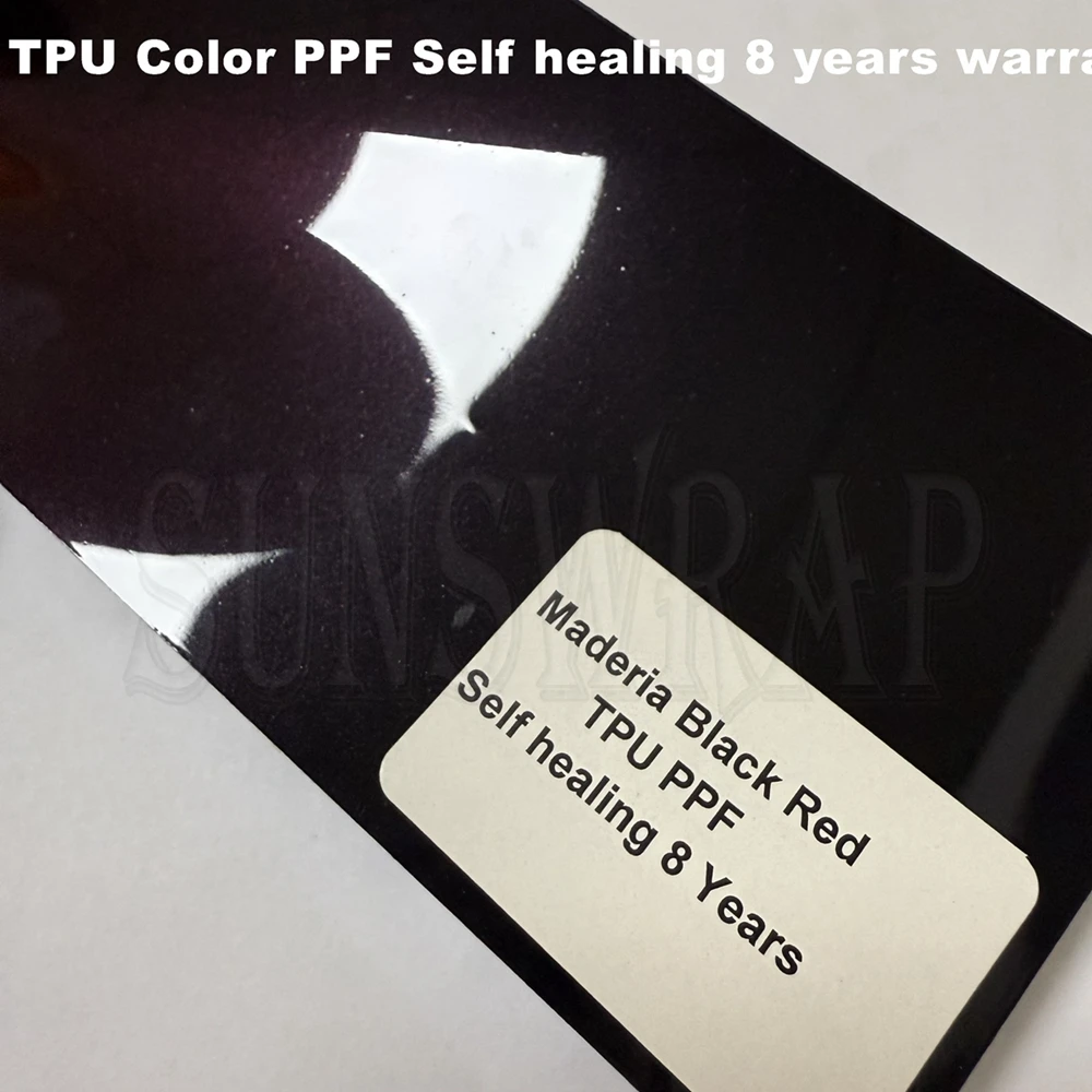 Maderia Black Red TPU PPF Self-healing Car Anti Scratches Film Wrap Protective Car Stickers 1.52x15m/roll