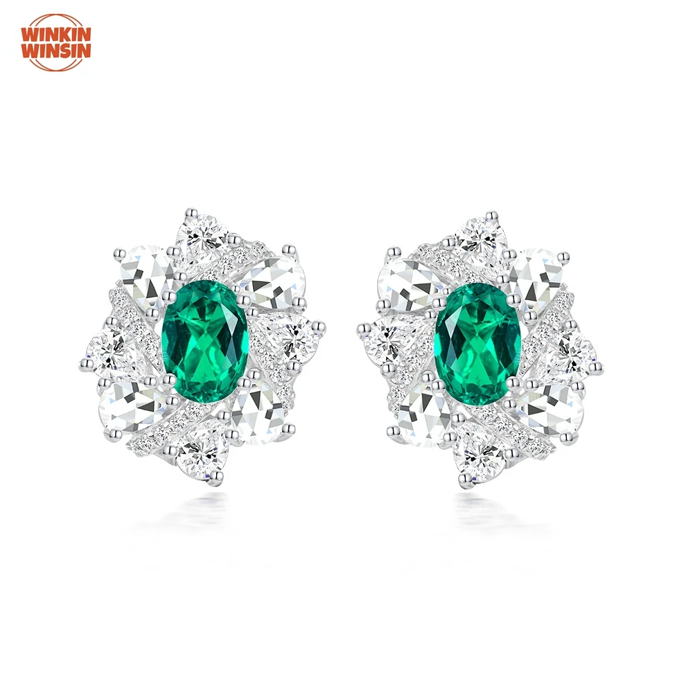 

Winkin Winsin 925 Sterling Silver Egg-Shaped 5*7mm 1ct Sweet Simple Fashionable Versatile Stud Earrings for Women