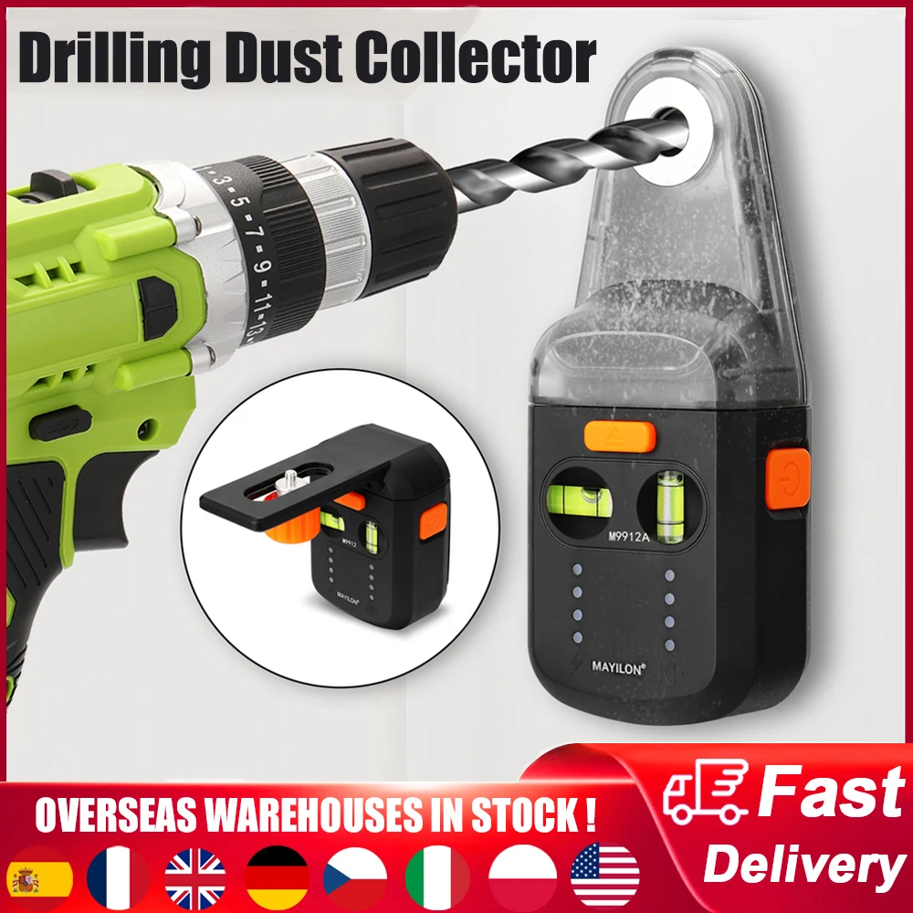 2 In 1 Electric Drilling Dust Collector Laser Level 5KG Load Bracket Bubble Levels Wall Drilling Dust Cleaning Suction Tools