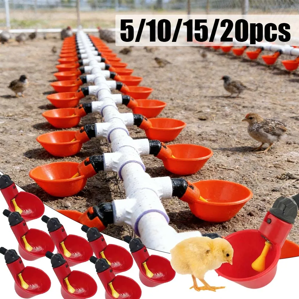 

5/10/15/20Pcs Automatic Chicken Duck Drinking Bowl Hanging Poultry Water Feeder Plastic Water Bowl for Farm Coop Mangeoire Poule