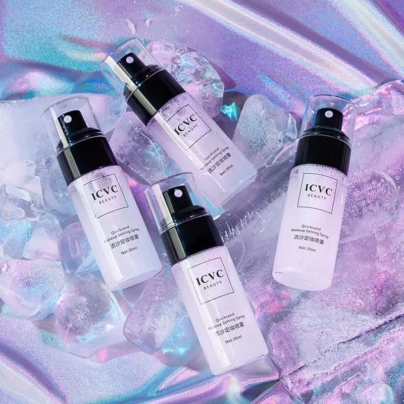 1/3/5 szt. Spray utrwalający makijaż, kontrolujący wydzielanie sebum, wodoodporny, szybkoschnący, transparentny, z brokatem, długotrwały, utrwalający makijaż efektem płynącego piasku