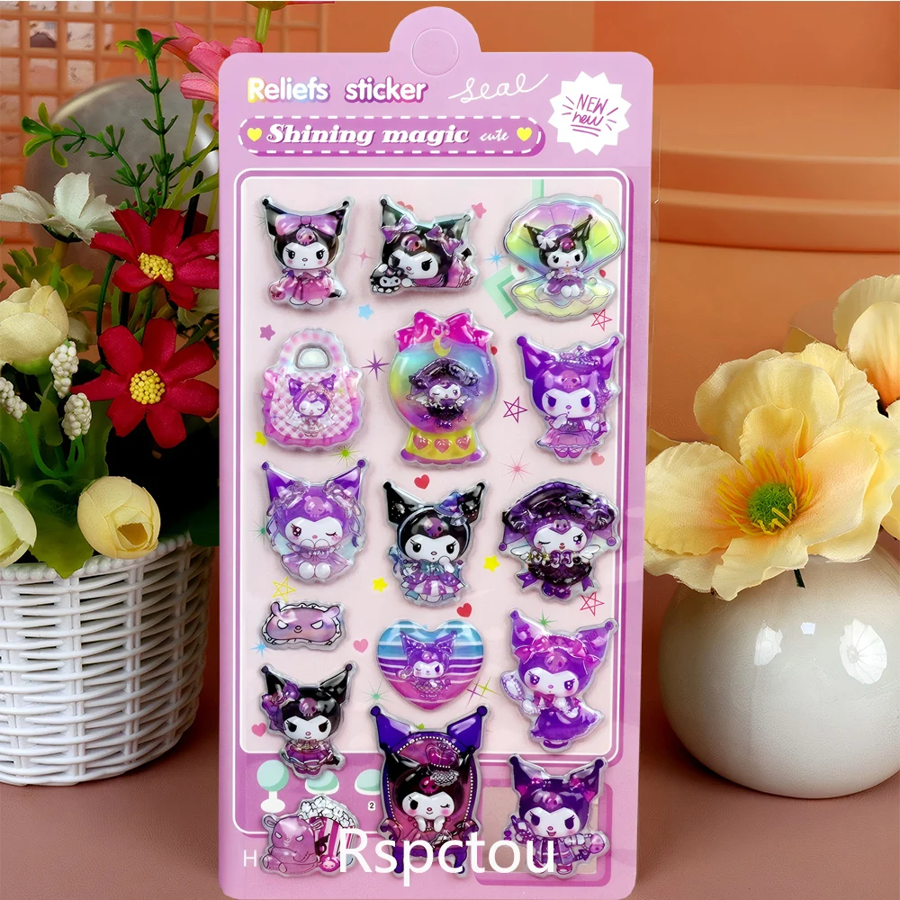 4 قطعة Kawaii الكرتون سانريو ثلاثية الأبعاد فقاعة ملصقات لطيف Kuromi بلدي ميلودي الإغاثة منتفخ ملصق سجل القصاصات الغيتار الهاتف الشارات لعبة هدية