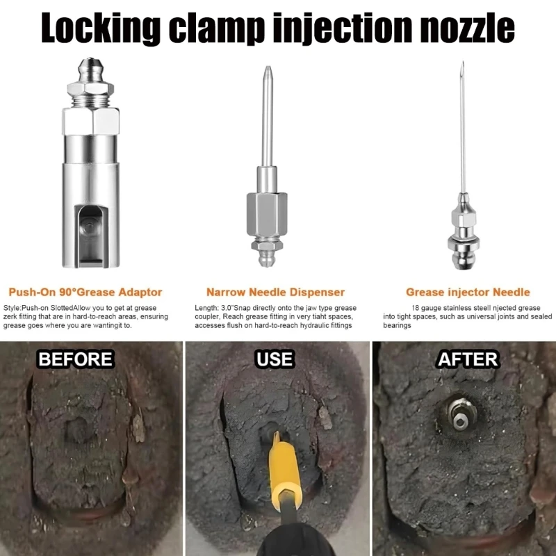 

Grease Injection Tool Nozzle Couplers for Hard Reach Areas Efficient Lubrication