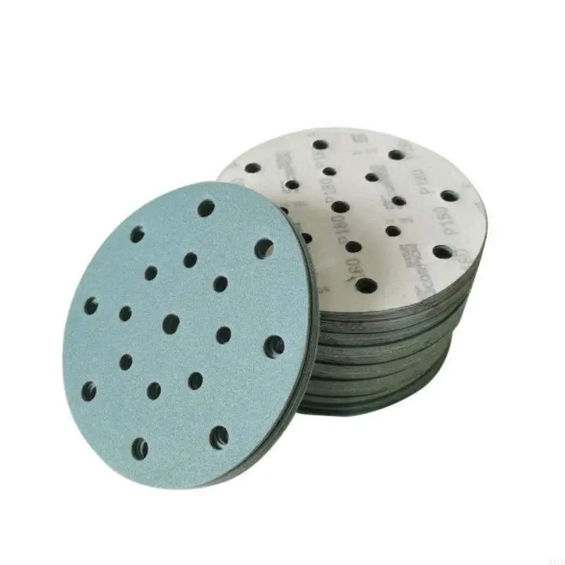 100PC 6Inch Circular Flocking Sandpaper Durability Aluminum Oxide Coating Sanding Disc for Wood Auto Body Polishing M4YD