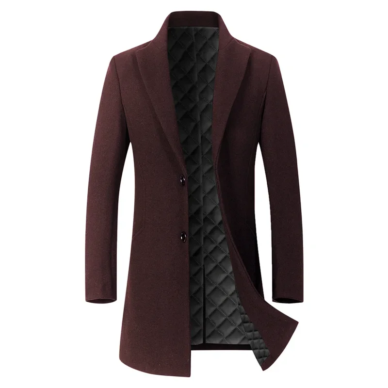 

LIBIELIY Business Casual Men's Long Woolen Coats Solid Wool Blend Windbreaker Jackets Autumn Winter Warm Overcoat Outwear Thick