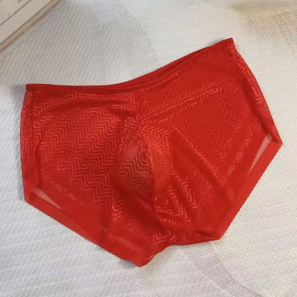 Men Seamless Briefs Underwear Bulge Pouch Solid Color Stretch Breathable Sheer See‑Through Intimate Panties For Daily Panties