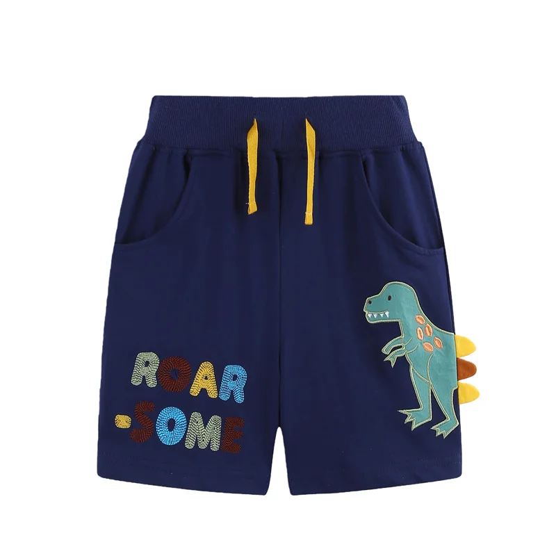 

Summer Shorts 2-7T Toddler Drawstring Pants with Pockets Dinosaurs & Animals Applique for Boys And Girls Fashion Kids Clothes