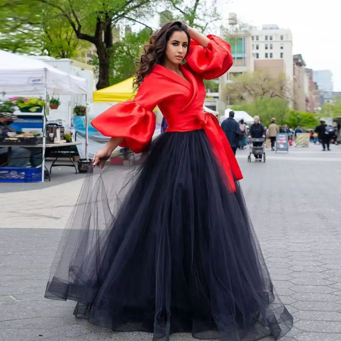 

Black High Street Simple Casual Women Skirt Tulle A-Line Floor Length Evening Skirt Party Skirt Photography Custom Made