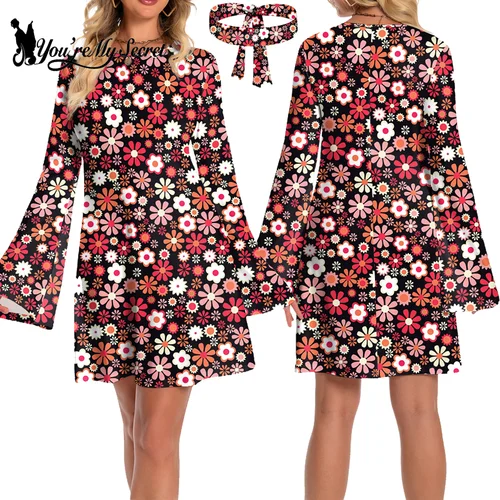 You're My Secret-traje bohemio con estampado Floral para mujer, ropa Hippie para vacaciones, estilo Disco, 60s, 70s