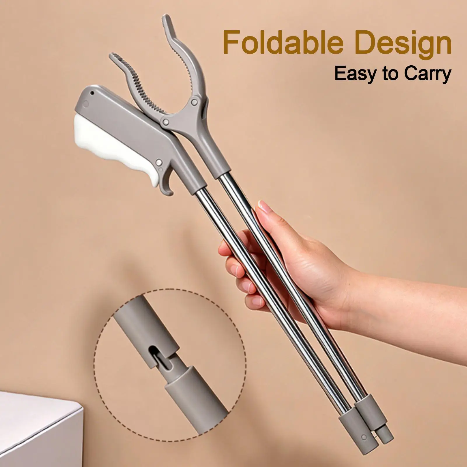 Trash Folder with Handle Design Foldable Garbage Clip with Folding Litter Picker Anti-Slip Chuck Storage Trash Clip
