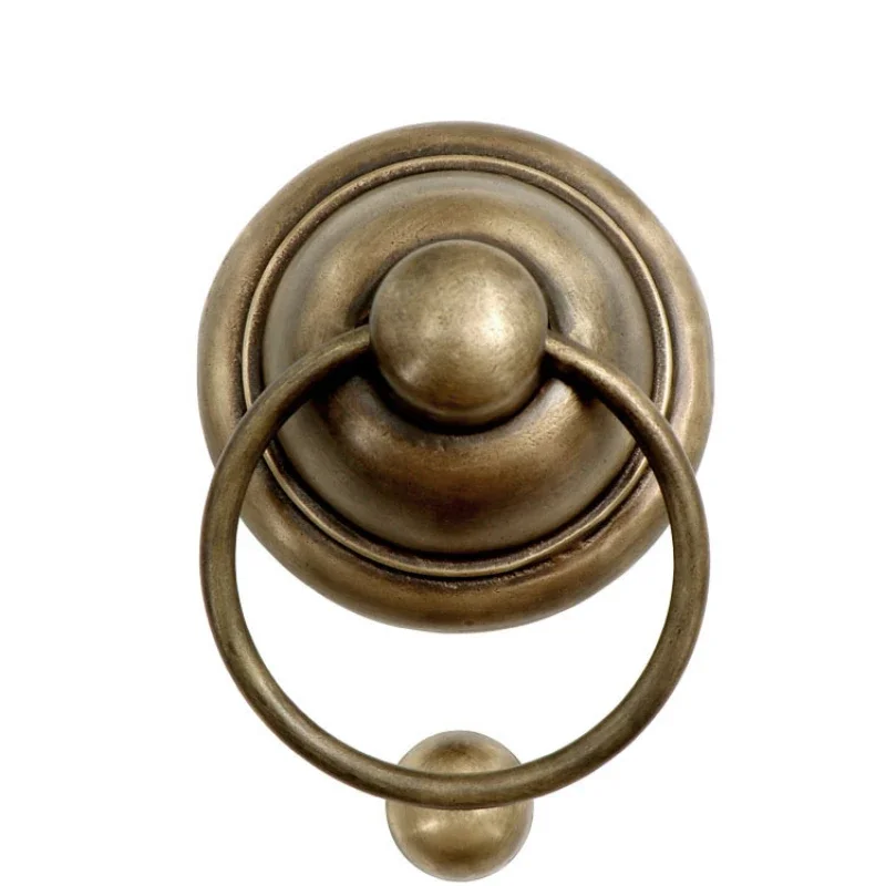 Large handle, all copper door ring, single hole, old-fashioned antique copper color, antique and simple Chinese handle