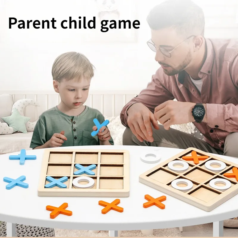 Blue Cross Chess Children's Well Chess Board Game Toy Wooden Puzzle Game Two Person Battle Parent Child Interactive Chess
