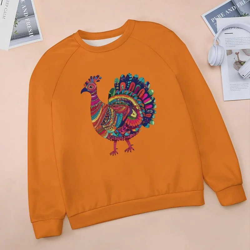 Thanksgiving damesshirt met lange mouwen, schattige pompoenprint, elegante ronde hals, casual retro herfsttop