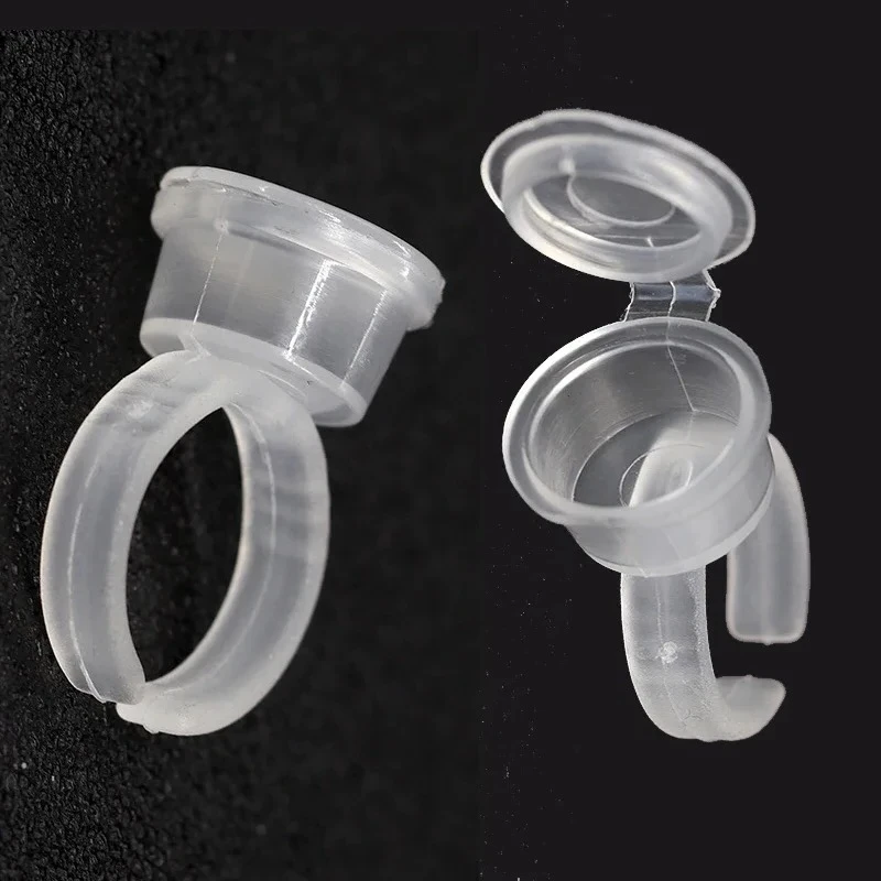 

Кольца с чернилами для татуировки, чашки для перманентного макияжа, аксессуары для татуировки бровей, 50 шт., одноразовое кольцо для микроблейдинга, пигментный стаканчик/крышка, держатель для клея