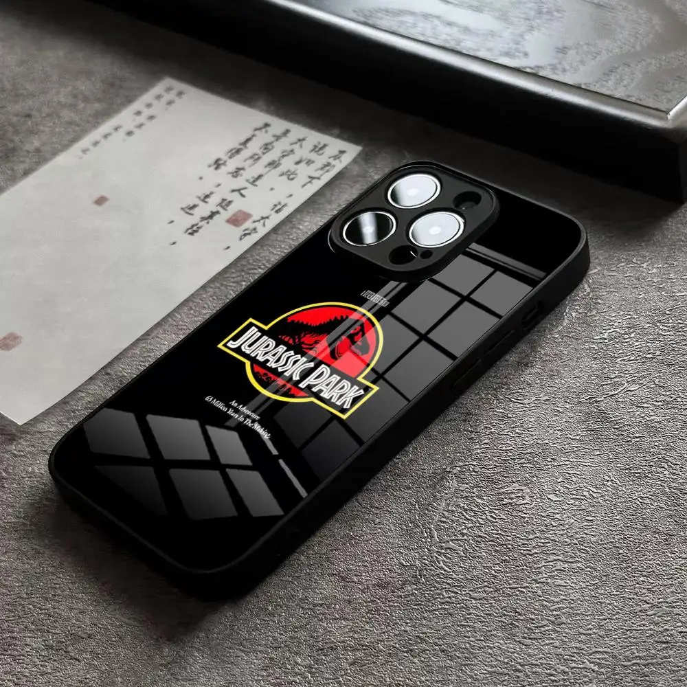 World Jurassic Park Phone Case for iPhone 13 Pro Max 14 Plus 12 Mini 11 15 X XR XS 8 7 Plus SE Tempered Glass Back Cover