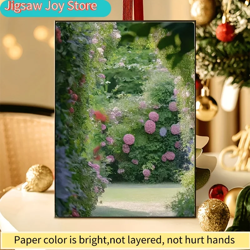 1箱アジサイの花ミニパズル - 15x10インチの豊かな花の芸術、中級スキルレベル、大人向けのポータブル段ボールジグソー