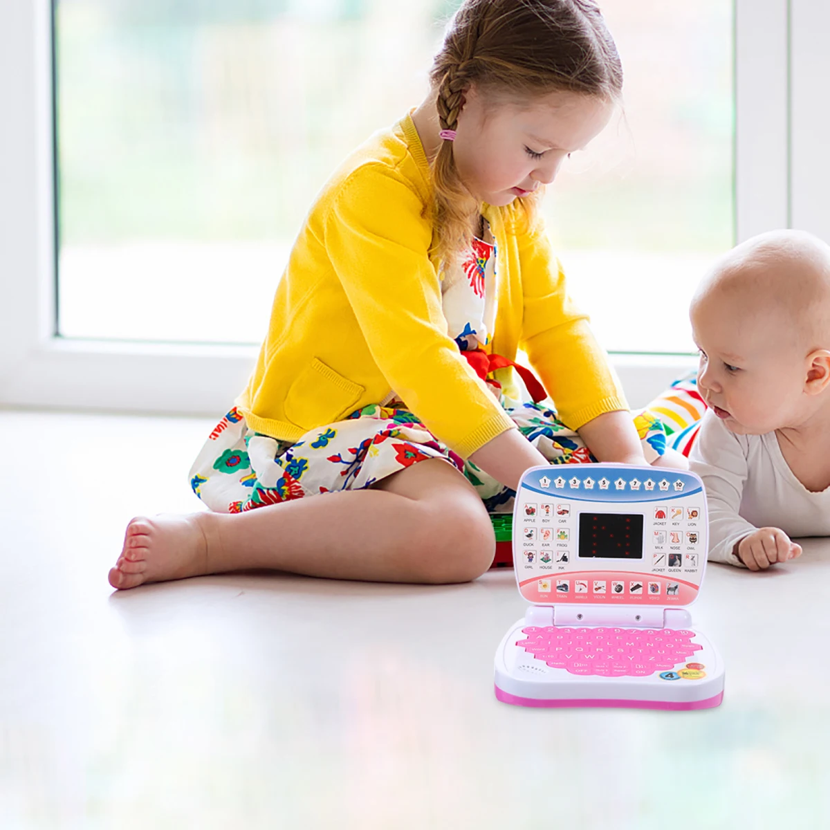 어린이 교육 학습 노트북 장난감 - 유아용 이중 언어 전자 컴퓨터, STEM 조기 유치원 학습 기계 선물