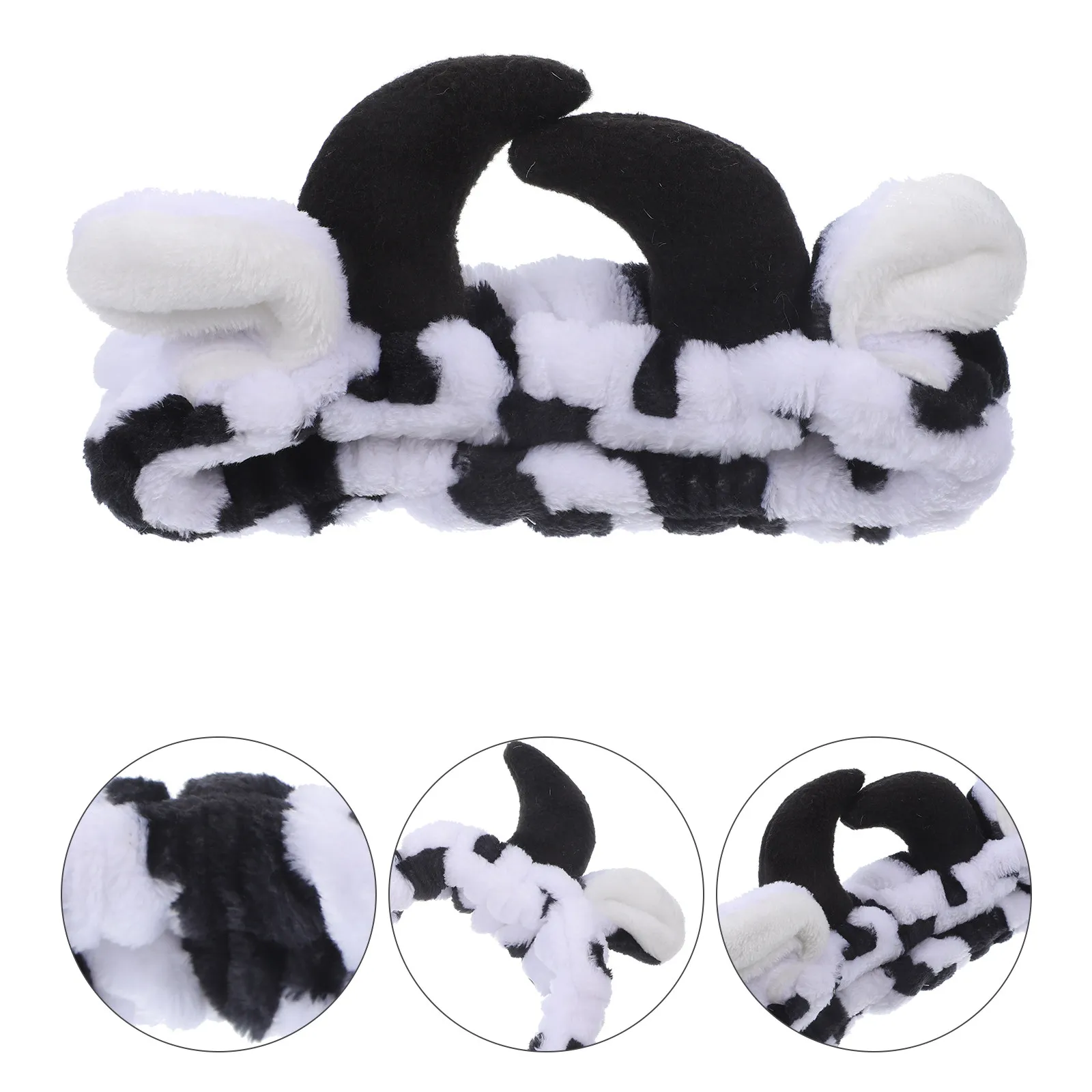 Diadema con Estampado de Vaca Adorable para Lavar la Cara, Maquillaje, Cuidado de la Piel, Spa, Baño, Limpieza Facial, Cuidado Facial, Diadema de Franela Suave para Mujer