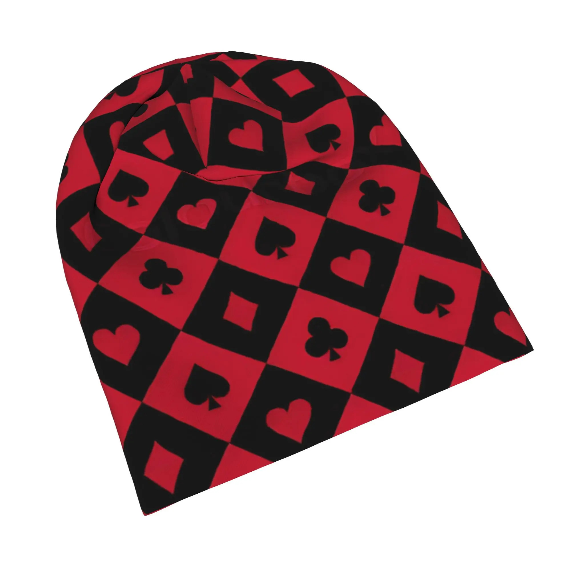 Black Red Queens Hearts Caps Halloween Poker Fashion Autumn Winter Outdoor Skullies Beanies Hat Spring Warm Dual-use Bonnet Hats