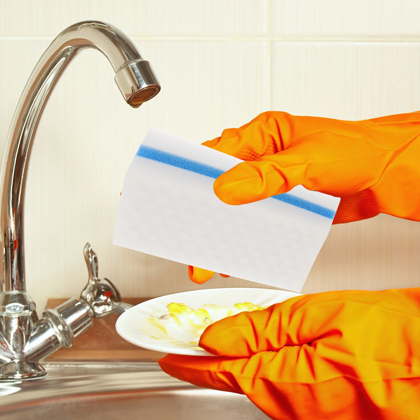 

10Pcs Three-Layer Cleaning Sponge Comfortable Wring Out Tableware Decontamination Supplies Cleaning Sponge