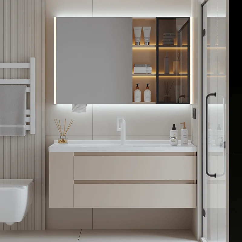 side locker grid ceramic integrated basin bathroom cabinet combination toilet washbasin Customizable