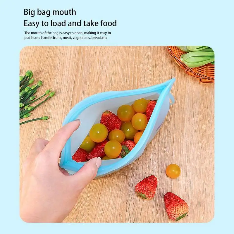 Reusable Storage Bags For Food Reusable Silicone Freezer Bags Food Pouches 1000ml Leakproof Food Storage Bags Stand Up