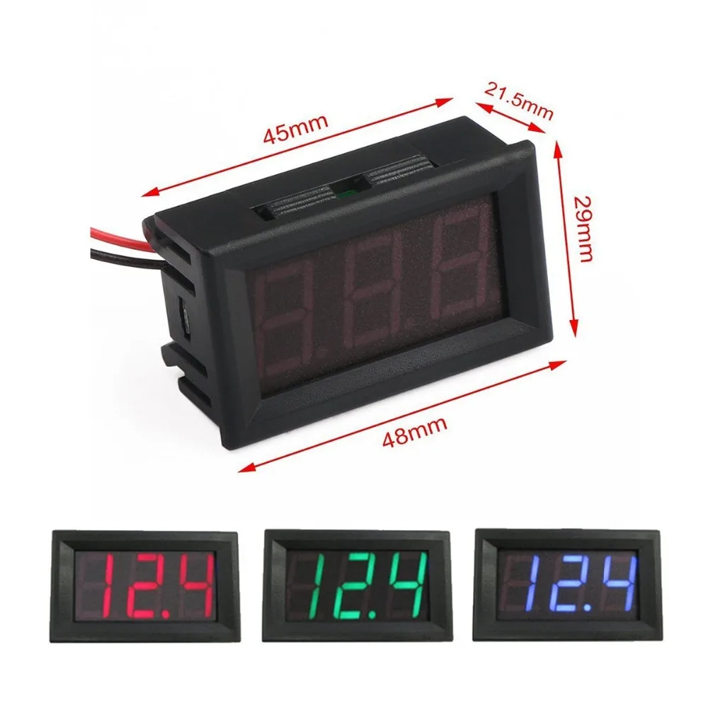 Two Wires Digital Voltmeter Red Green Blue LED Display DC4.5-30V Voltage Meter voltage detector High Quality