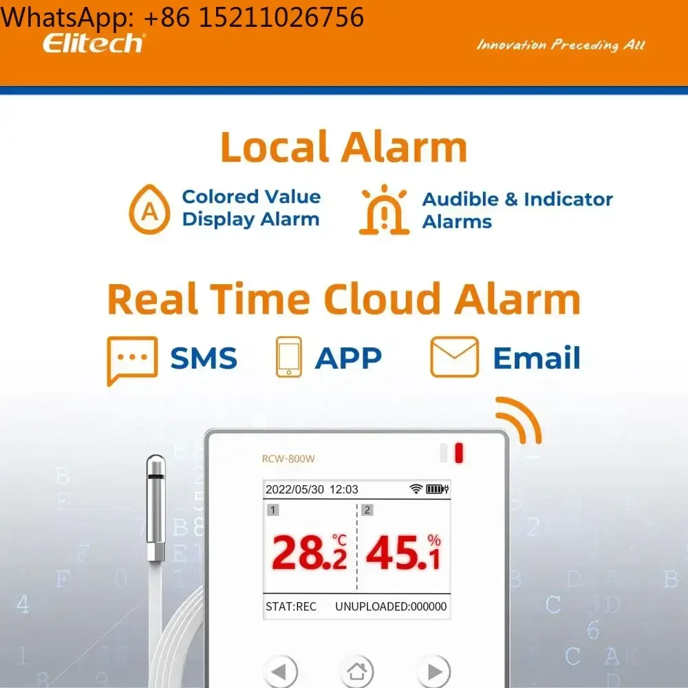 Elitech Wireless Remote - RCW-800W-THE Temperature Humidity Data Logger WiFi Recorder With Cloud Storage