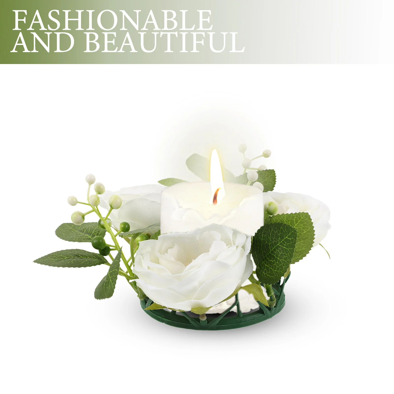 

Artificial Flower Ring Wreath Realistic Floral Pillar Ring Home Party Wedding Table Centerpiece Decoration