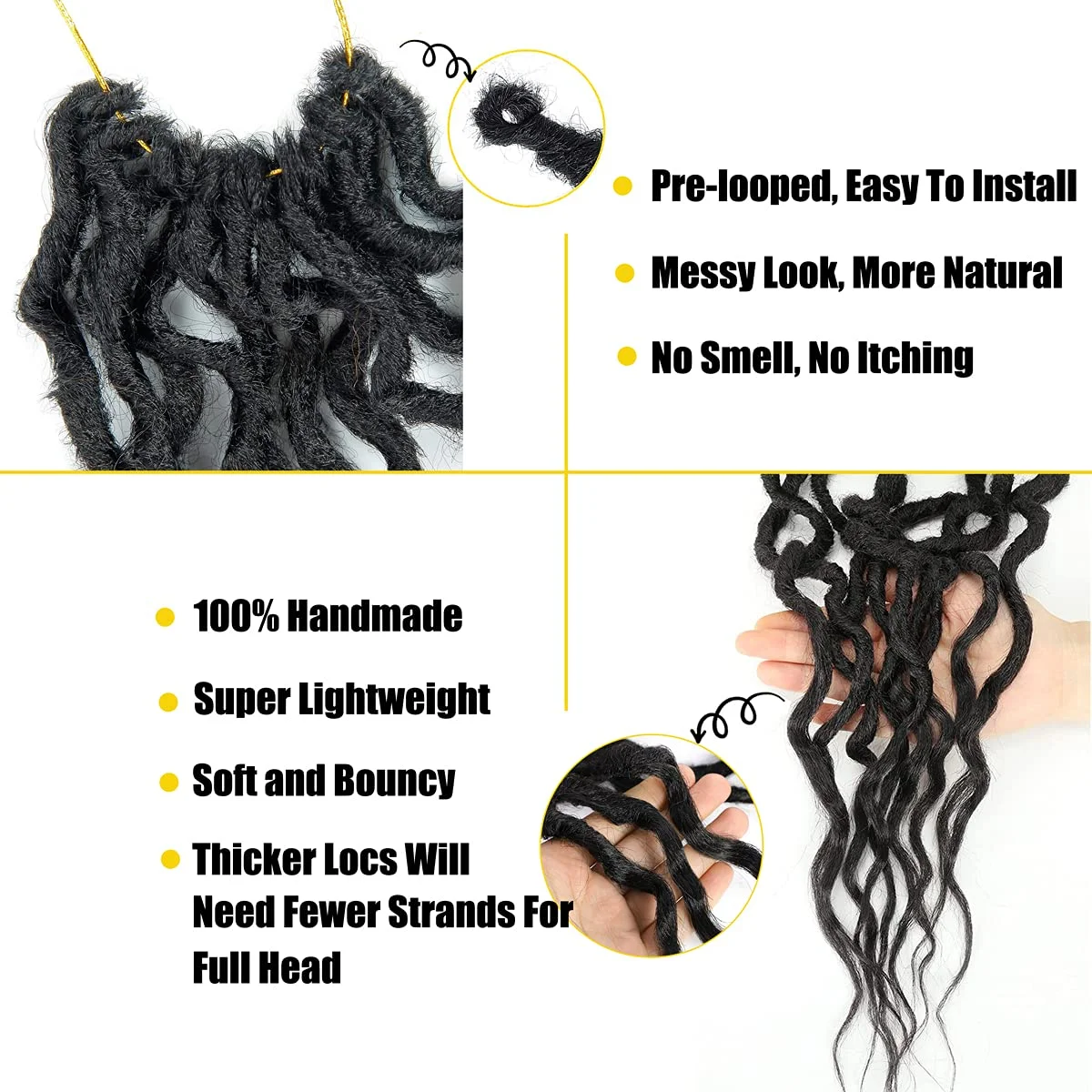 Ondulato Faux Locs Crochet treccia capelli con estremità ricci dea Gypsy Locs Pre-loop treccia sintetica estensione dei capelli Dreadlock