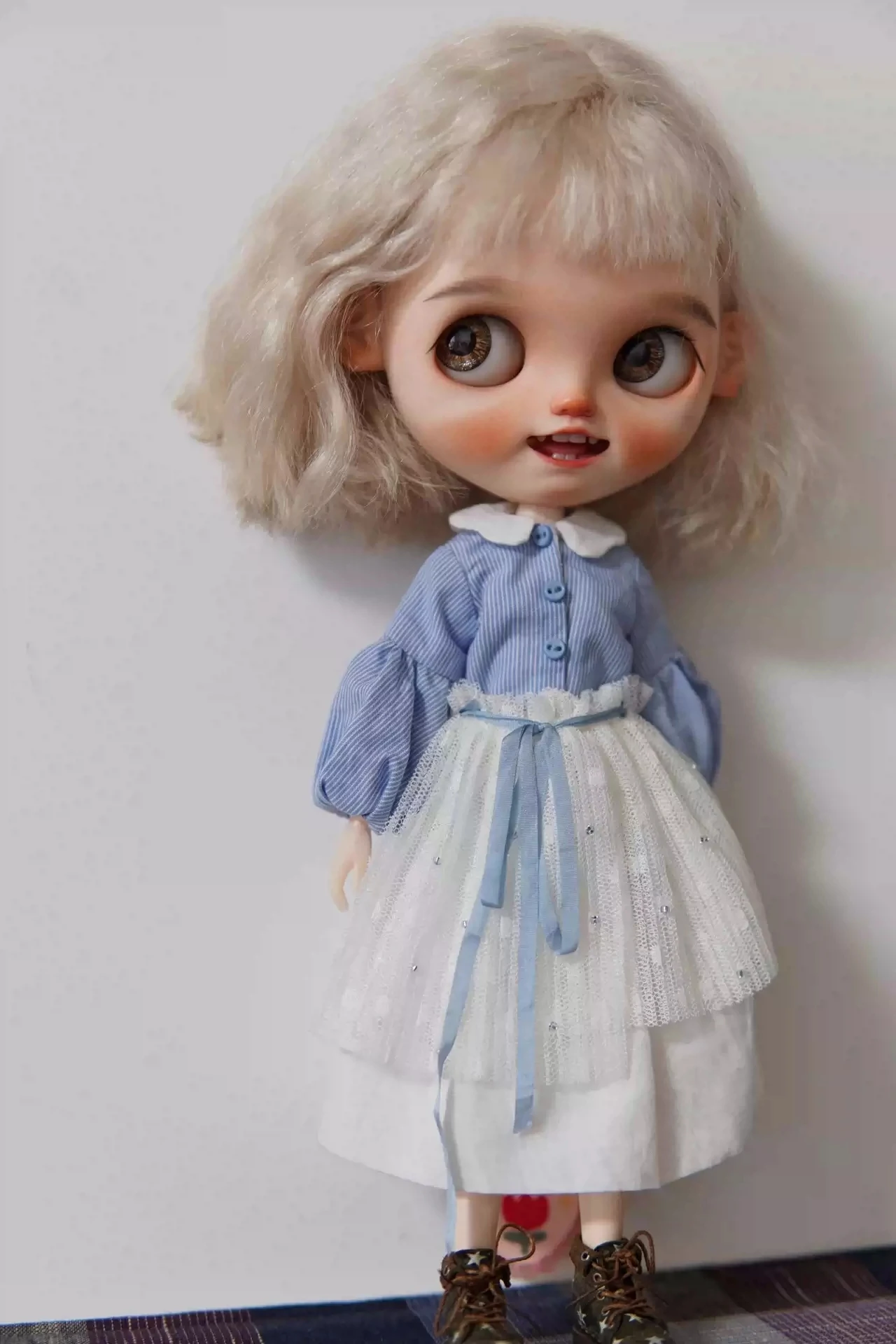 Dula Doll Clothes Dress Blue striped balloon sleeves skirts Blythe ob24 ob22 Azone Licca ICY JerryB 1/6 Bjd Doll Accessories