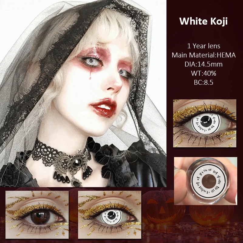 KSSEYE 1 Pair Halloween Contact Lenses for Eye Cosplay Lenses White Contact Lens Reticular Pupil Anime Cosmetics Pupils Yearly