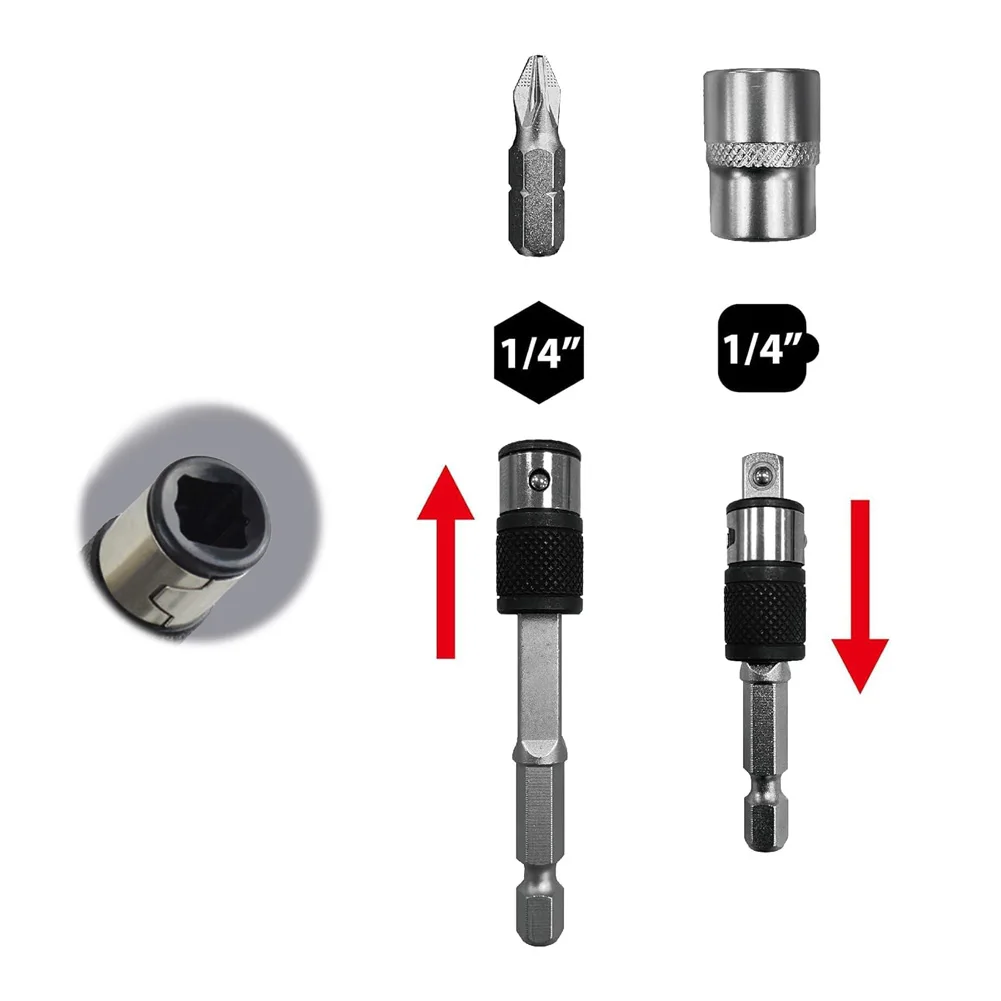 Chrome Vanadium Steel 1/4 Inch Drive Bit Holder Designed for High Drilling Without Bit Slippage or Rotation Loss