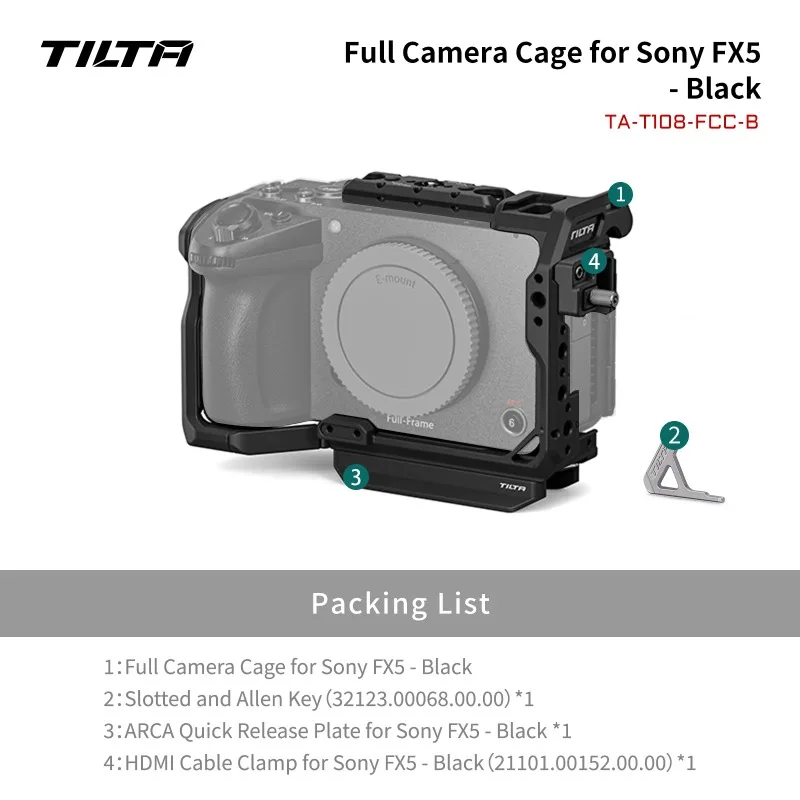 TILTA FX5 Camera Cage for Sony FX 5 Full Camera Cage Pro Kit with Top Handle Xeno Side Handle PD V Mount Battery Plate TA-T108