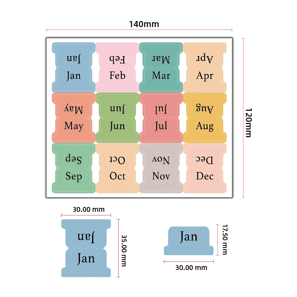 60 pz/5 fogli linguette mensili colorate per Planner adesivi indice Planner adesivi decorativi per le ong degli uffici