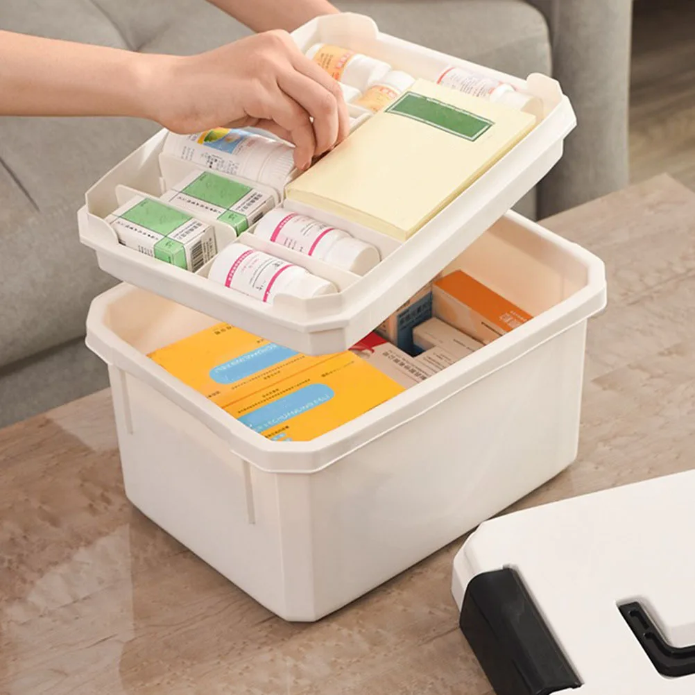 1pc Large Capacity Portable Medicine Storage Case Handle For Household First Aid Outdoor Travel Sundries Container Medicine Box