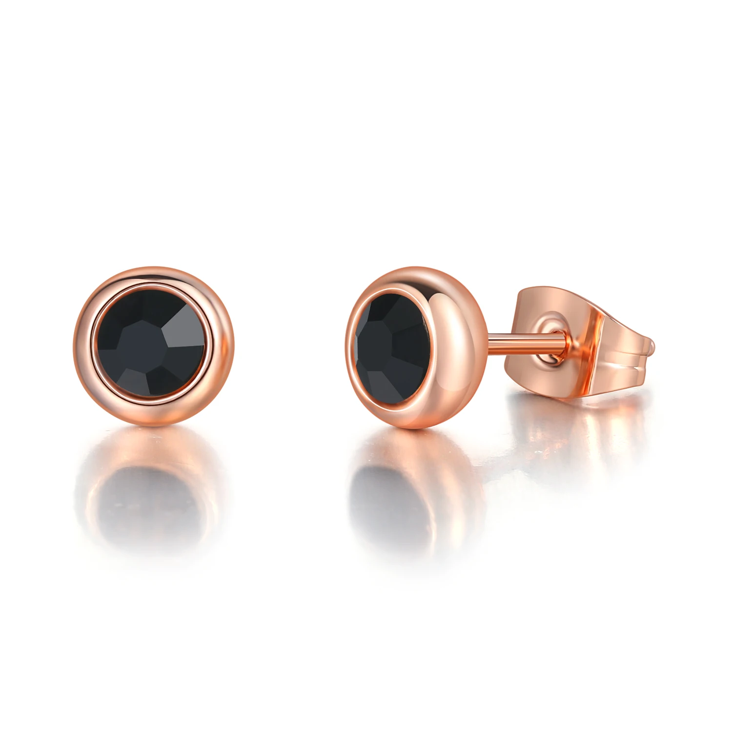 Simple Classic Cubic Zirconia Rose Gold Color Stud Earrings HotSale Round Austrian Crystal Fashion Jewelry For Women E270M